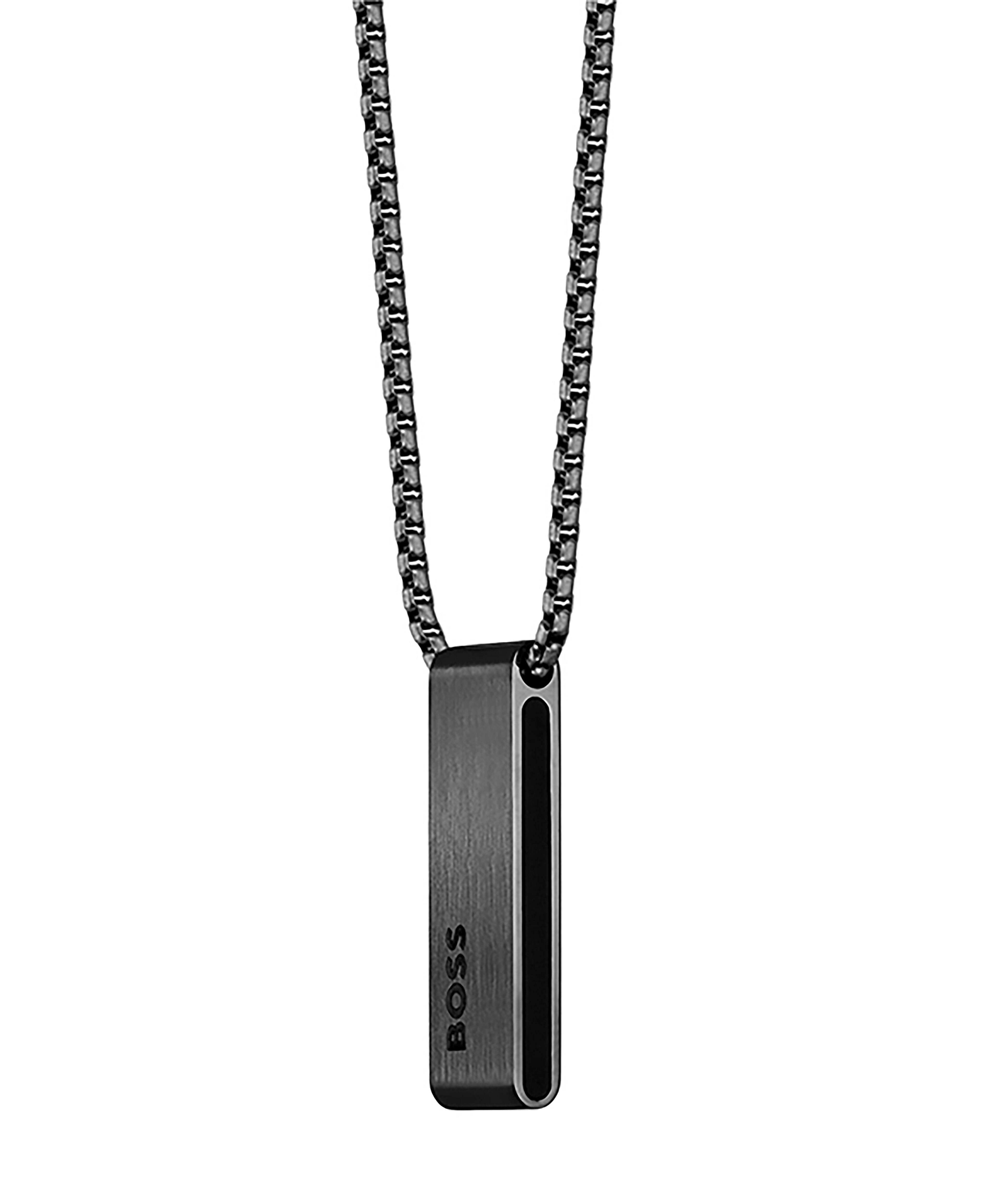 Buy Hugo Boss Gunmetal Logo Plaque Necklace - Silver 041 At 69% Off |  Editorialist
