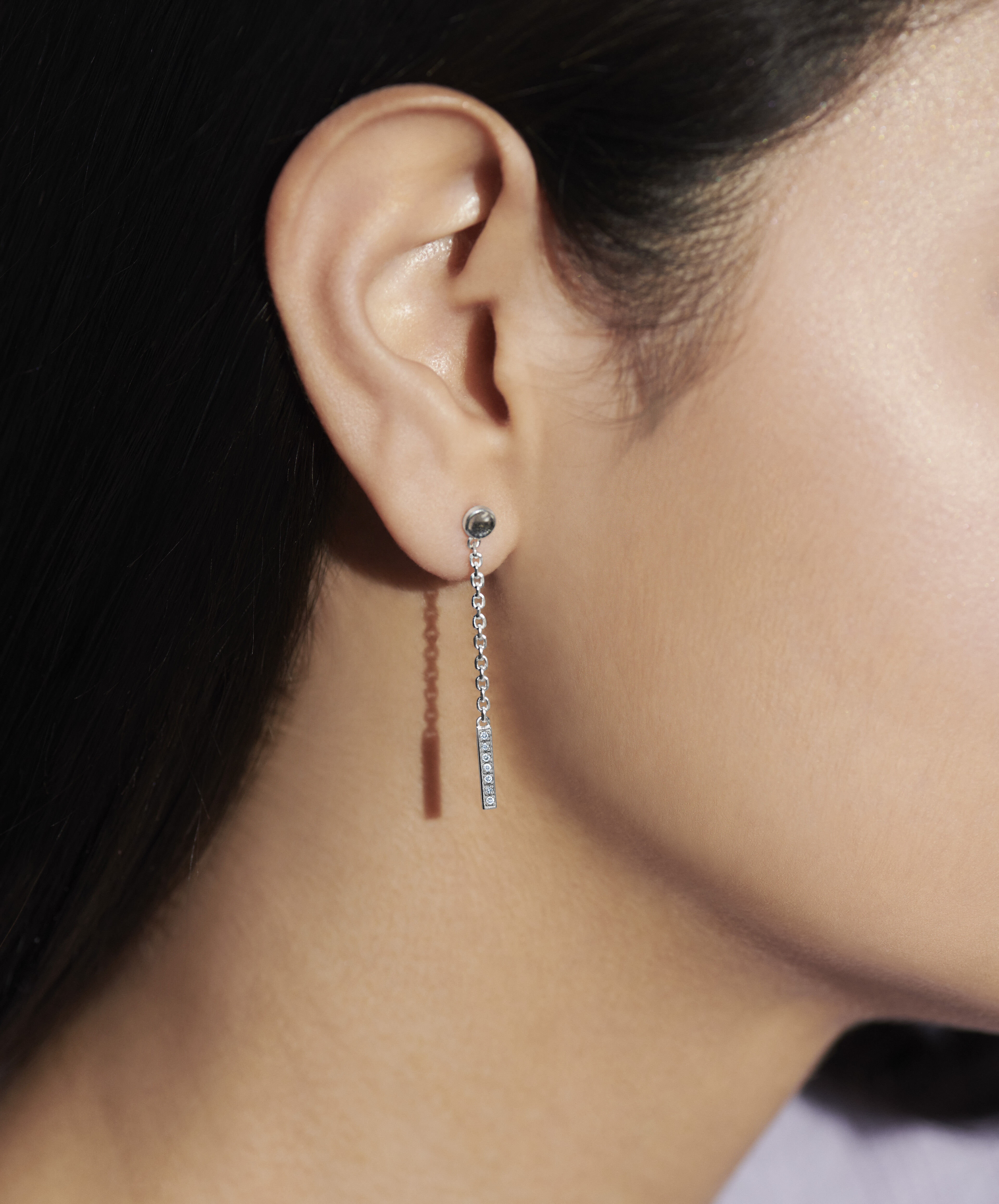 14K Linear Bar Triple Diamond Drop Earrings – FERKOS FJ
