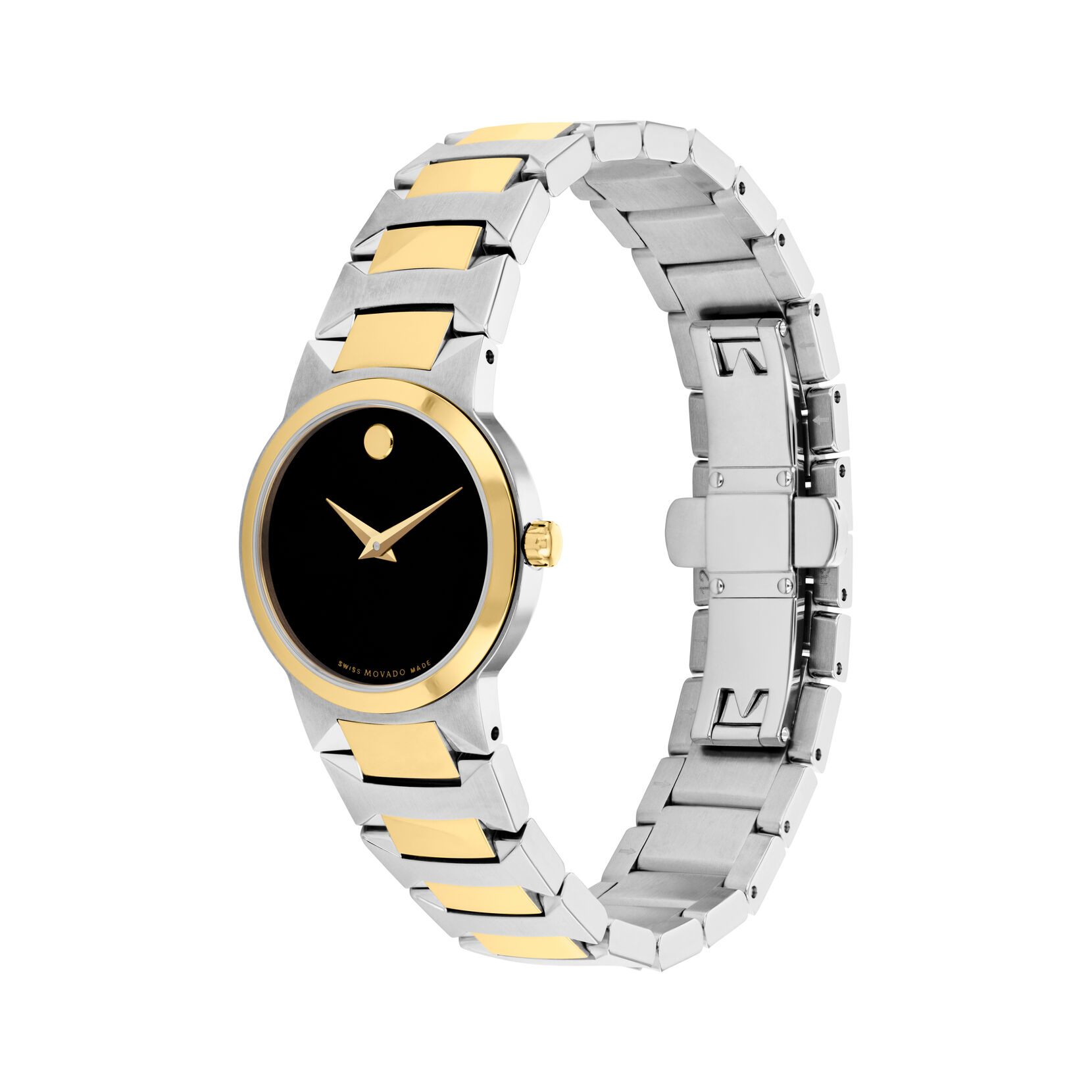 Movado Movado Company Store Womens Temo Watch 27mm Stainless Steel And Yellow Pvd Case And 