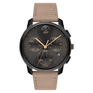 Movado | Trend Thin Watch with black dial and taupe strap