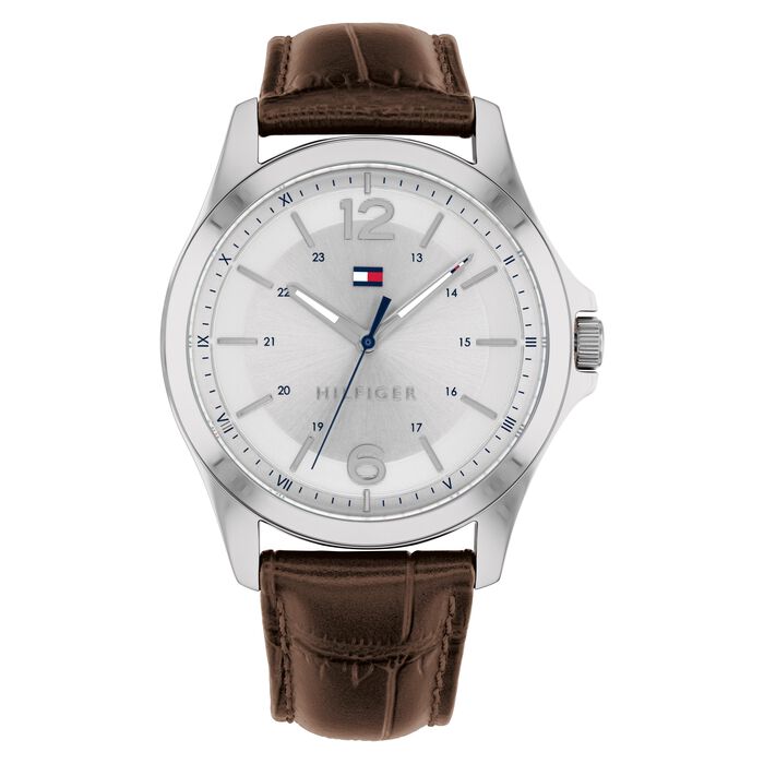 aansporing Foto Houden Tommy Hilfiger | Movado Company Store | Men's Tommy Hilfiger Silver-toned  Watch With Brown Strap