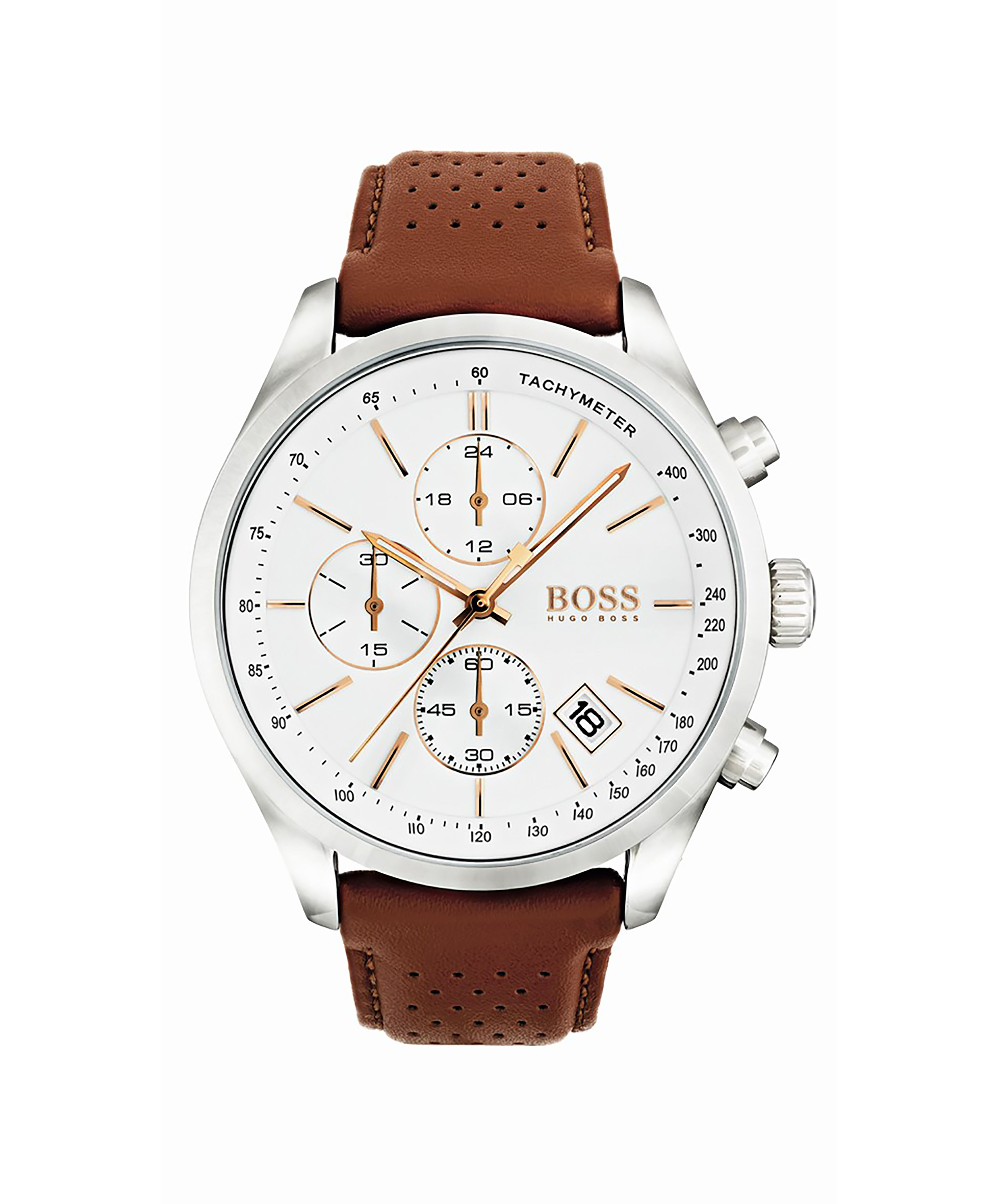 Hugo boss mens discount watch leather strap