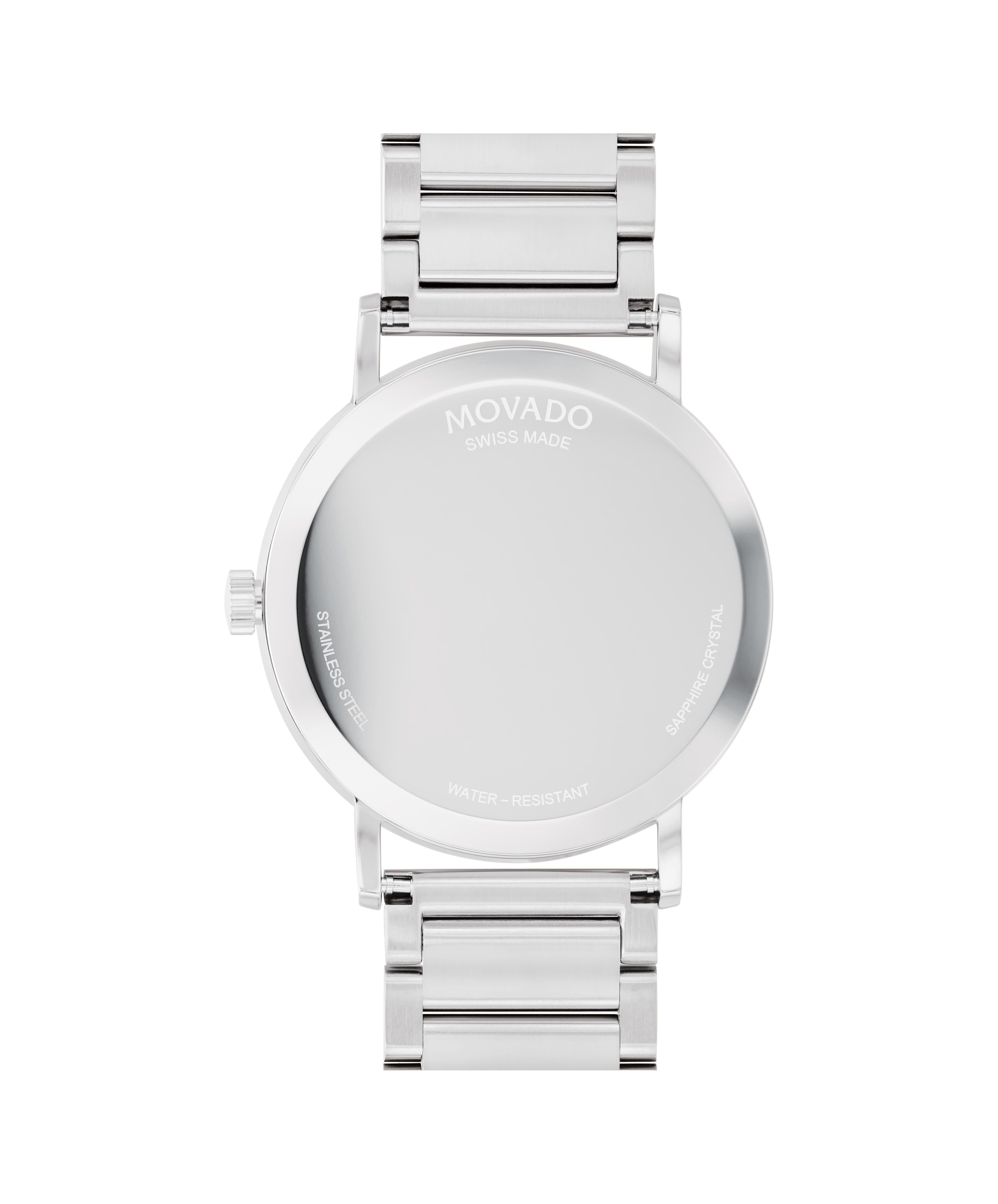 Movado swiss made stainless steel water discount resistant sapphire crystal