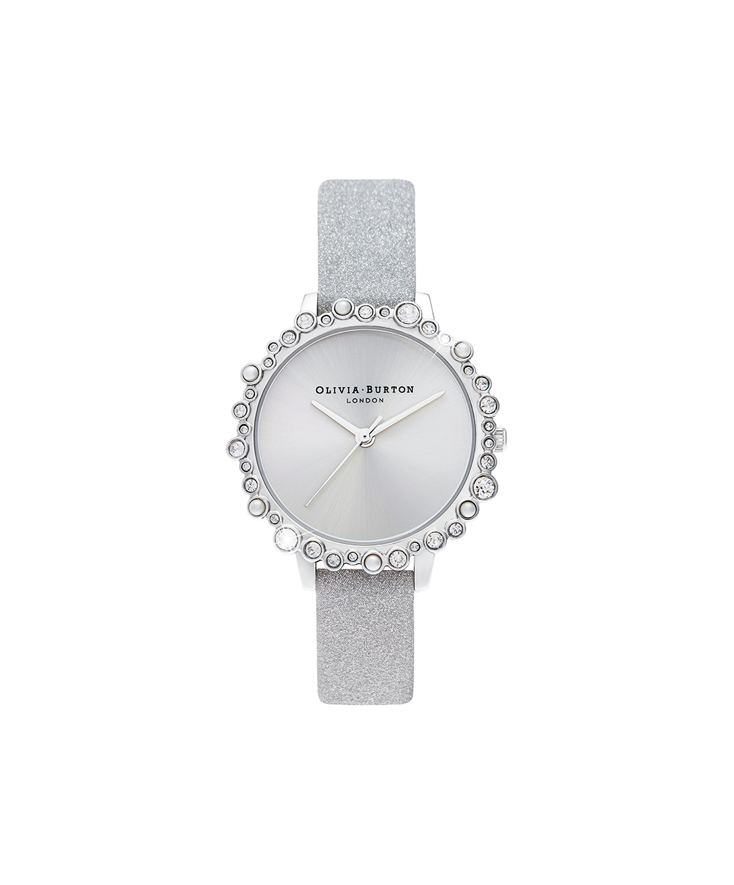 Bubble Case Midi Dial gray Glitter Strap & Silver Watch | Olivia